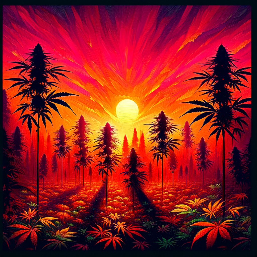 Sunset Kush — VividHaze cannabis art